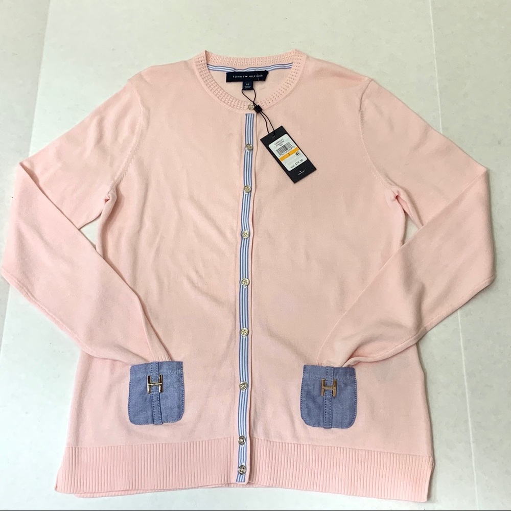 Tommy Hilfiger Cardigan Long Sleeve Button Up Pink - Picture 9 of 16